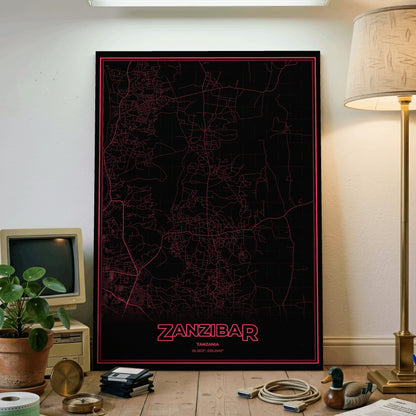 Zanzibar Phosphor Map Poster - System Alert
