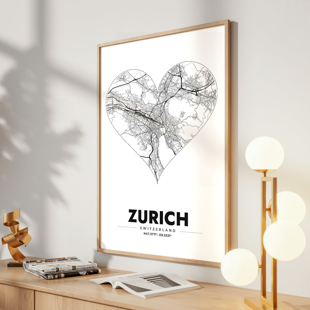 Zurich Heart Map Poster