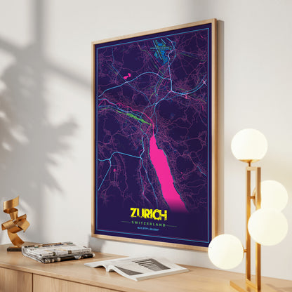 Zurich Cyberpunk Map Poster