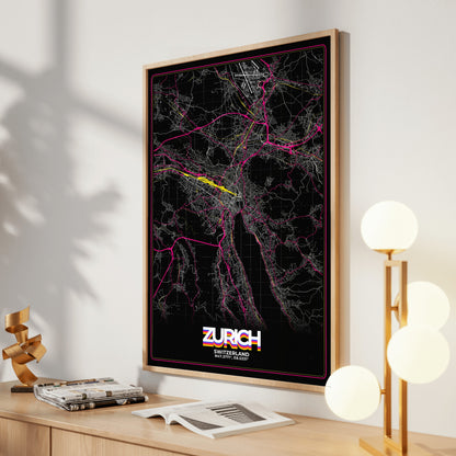 Zurich Retro Map Poster