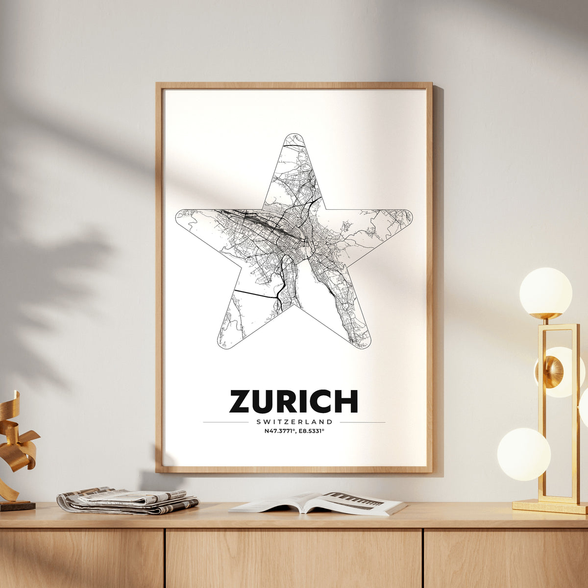 Zurich Star Map Poster
