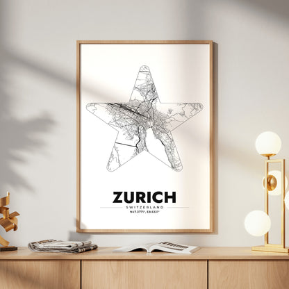 Zurich Star Map Poster