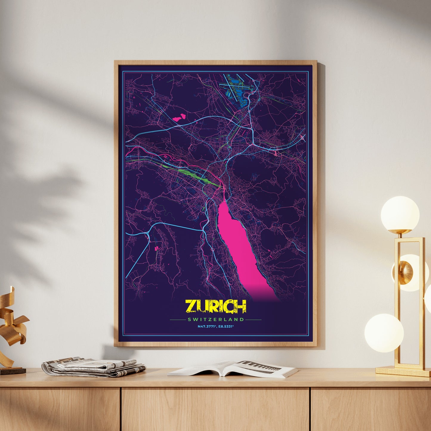 Zurich Cyberpunk Map Poster
