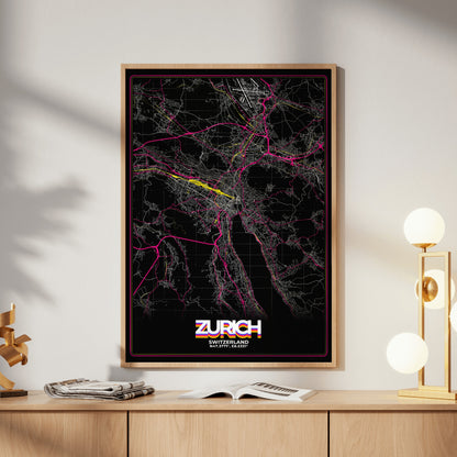 Zurich Retro Map Poster