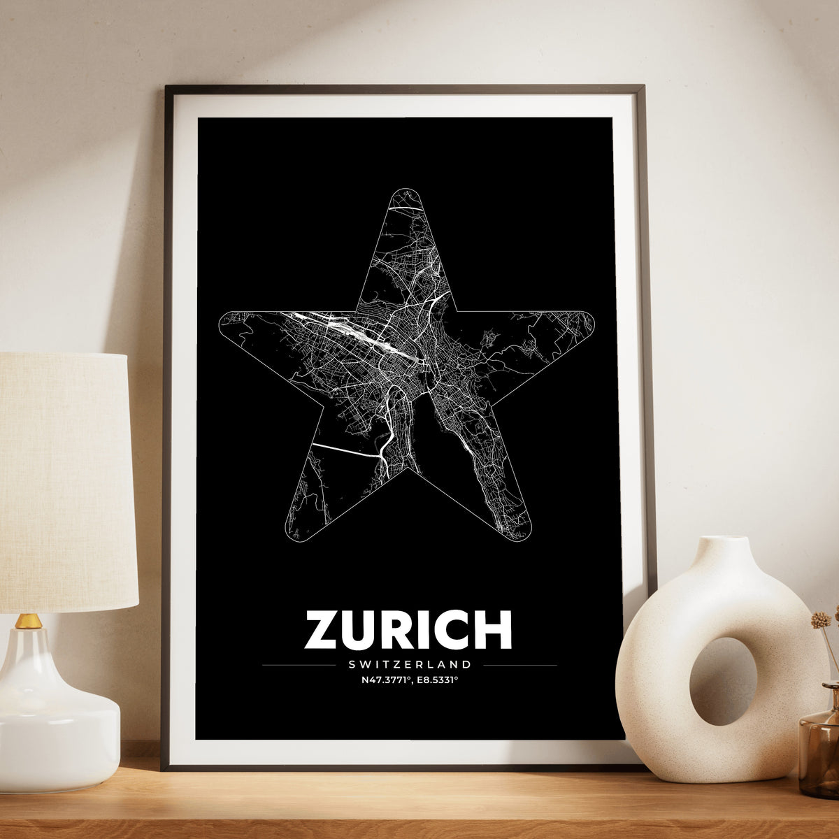 Zurich Star Map Poster