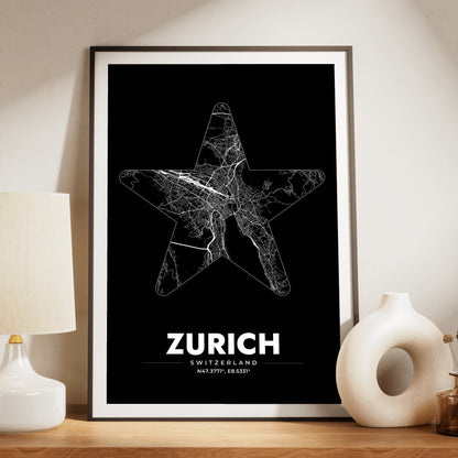 Zurich Star Map Poster