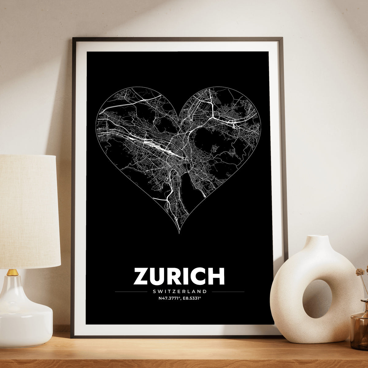 Zurich Heart Map Poster