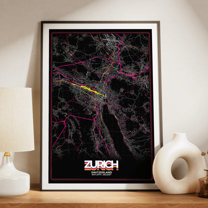 Zurich Retro Map Poster