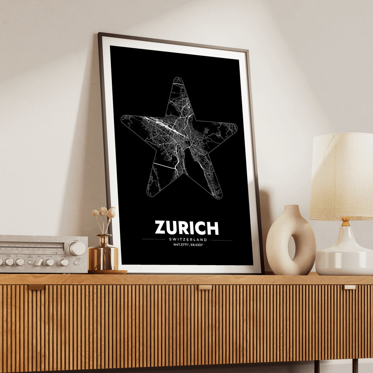 Zurich Star Map Poster