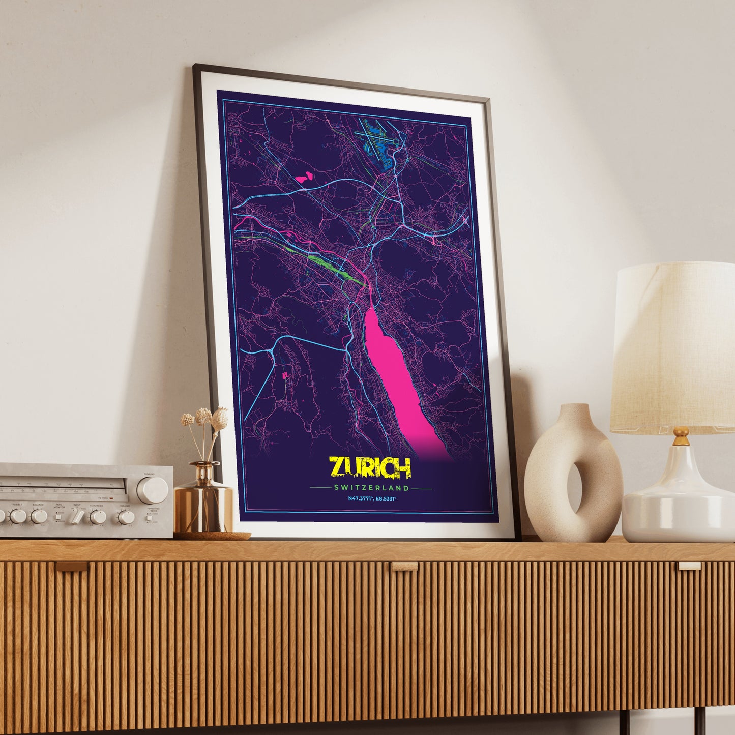 Zurich Cyberpunk Map Poster