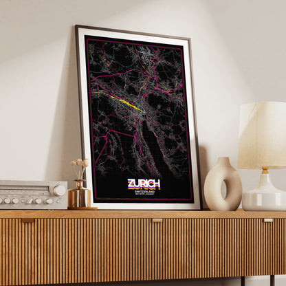 Zurich Retro Map Poster
