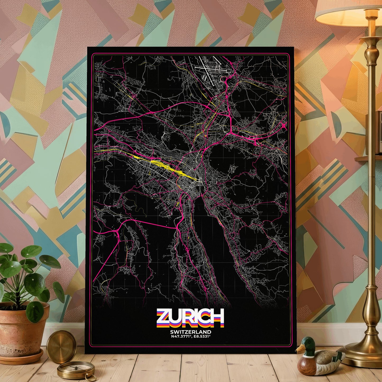 Zurich Retro Map Poster