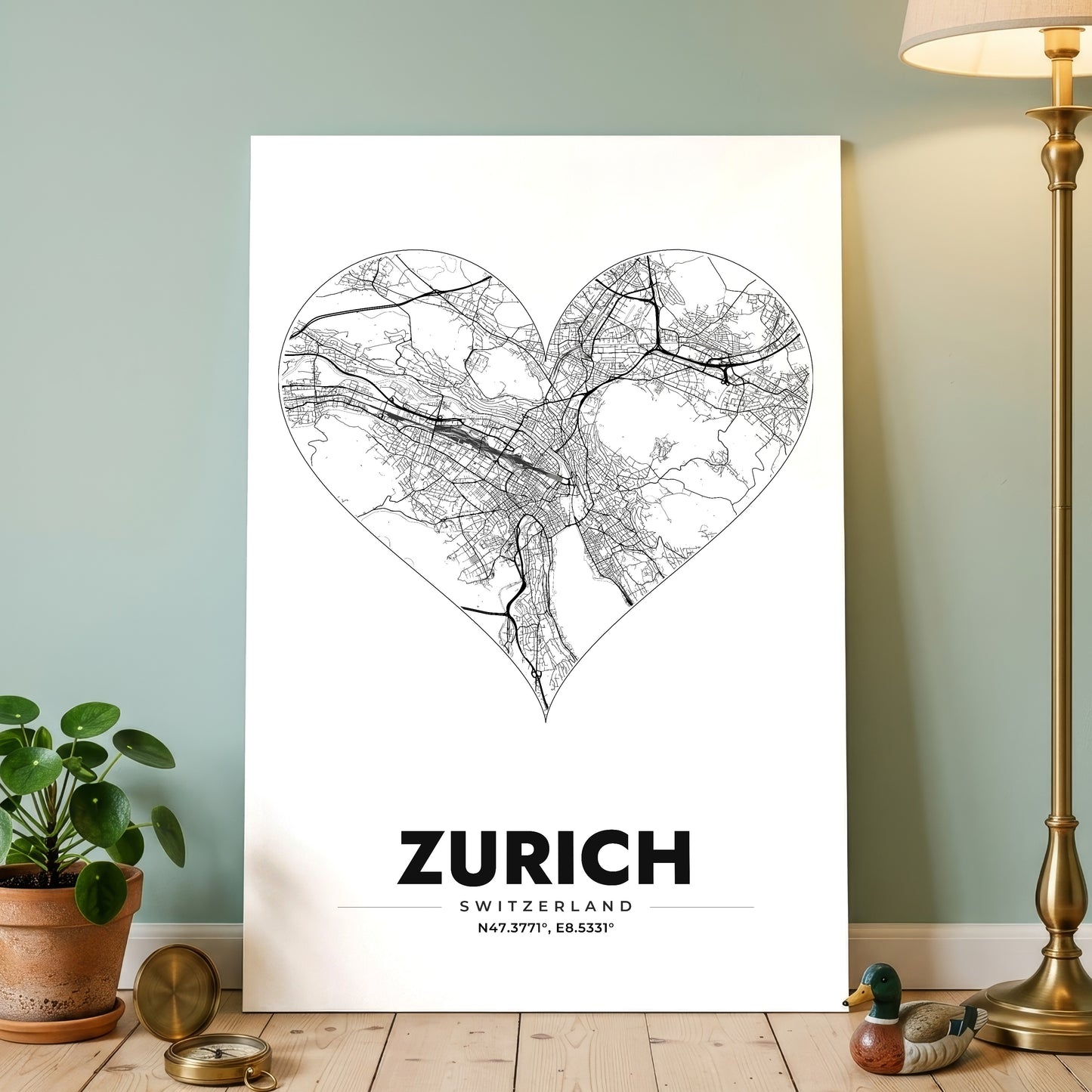 Zurich Heart Map Poster