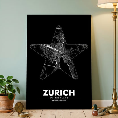 Zurich Star Map Poster