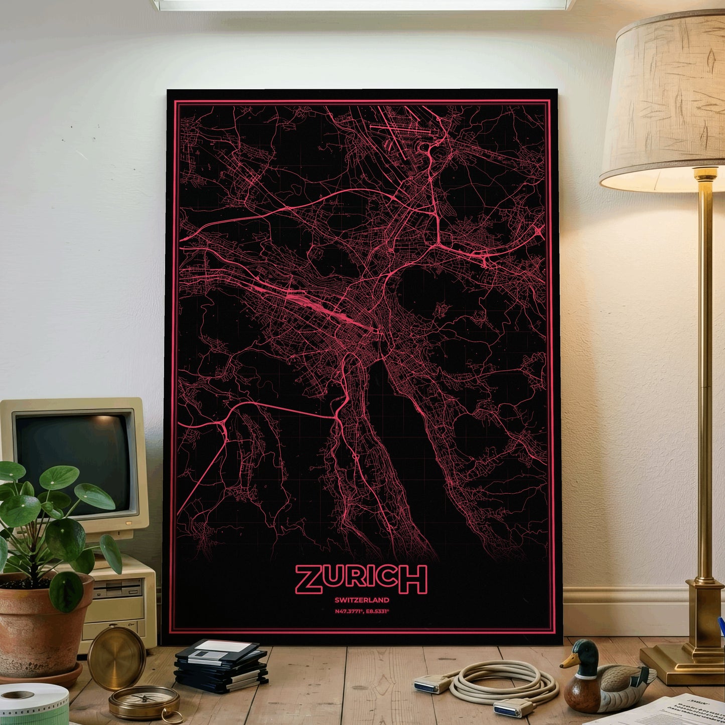 Zurich Phosphor Map Poster - System Alert